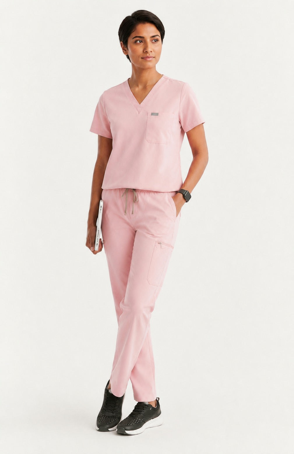 Women Util Tech 5 Pocket Light Pink Scrubs