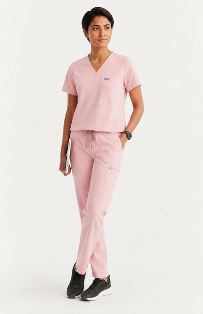 Women Eco Aware Performance Light Pink Scrubs {11 Pocket}