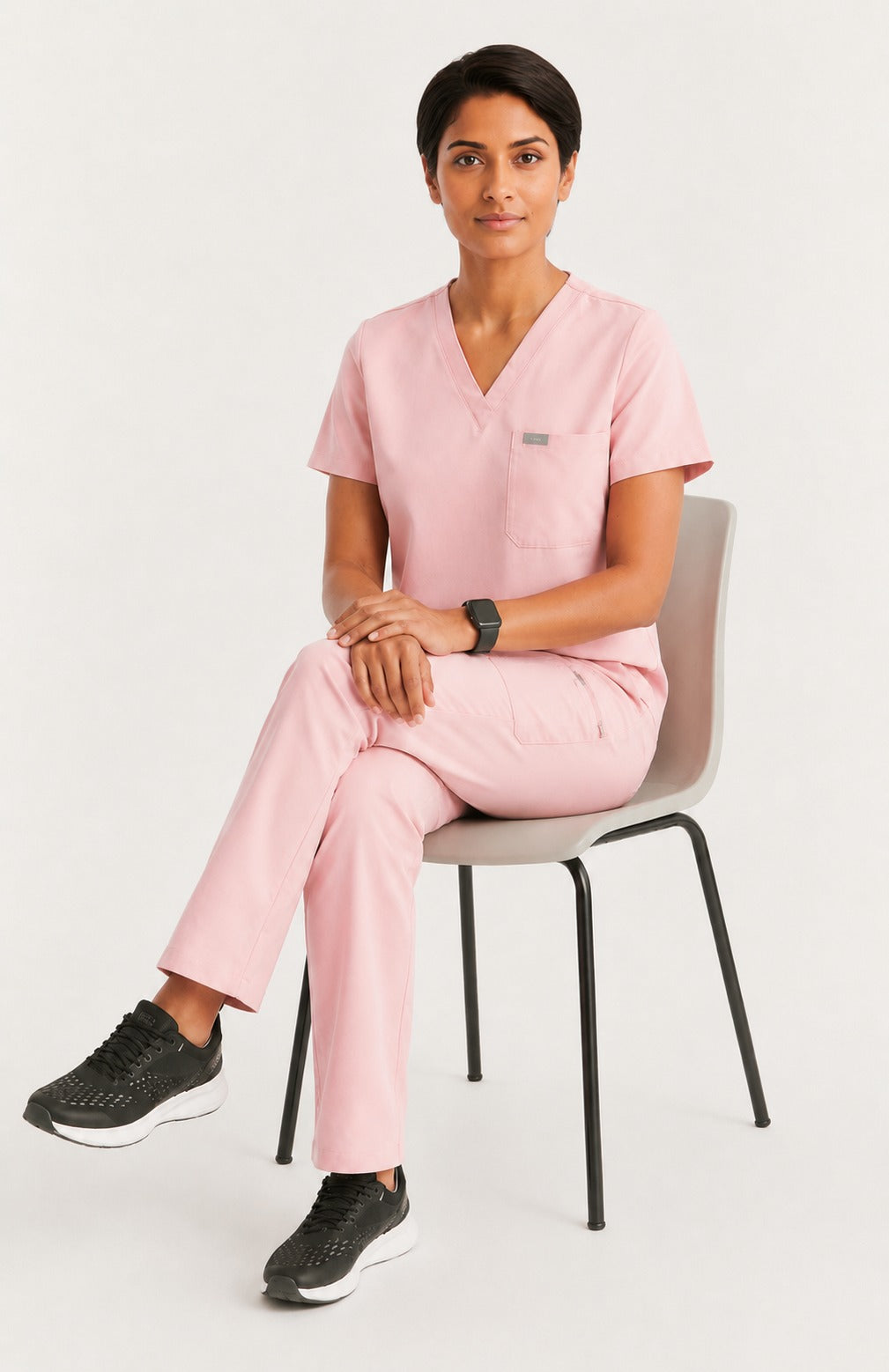Women Eco Aware Performance Light Pink Scrubs {11 Pocket}
