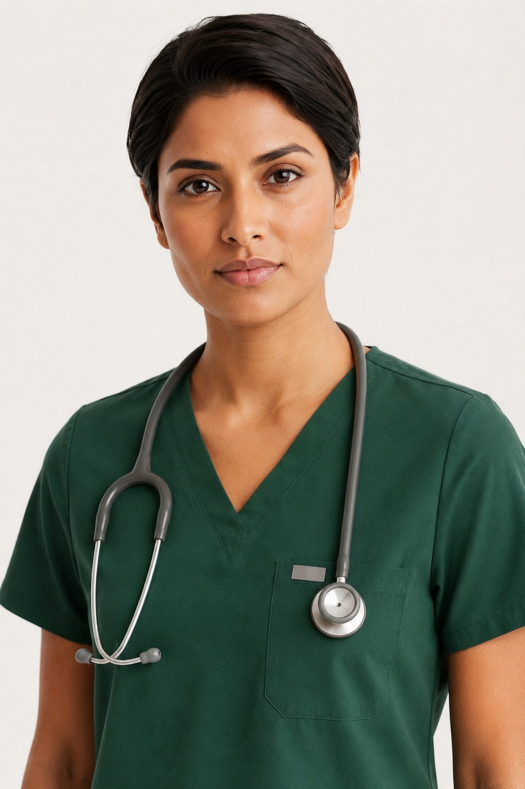 Women Util Tech 5 Pocket Dark Green Scrubs