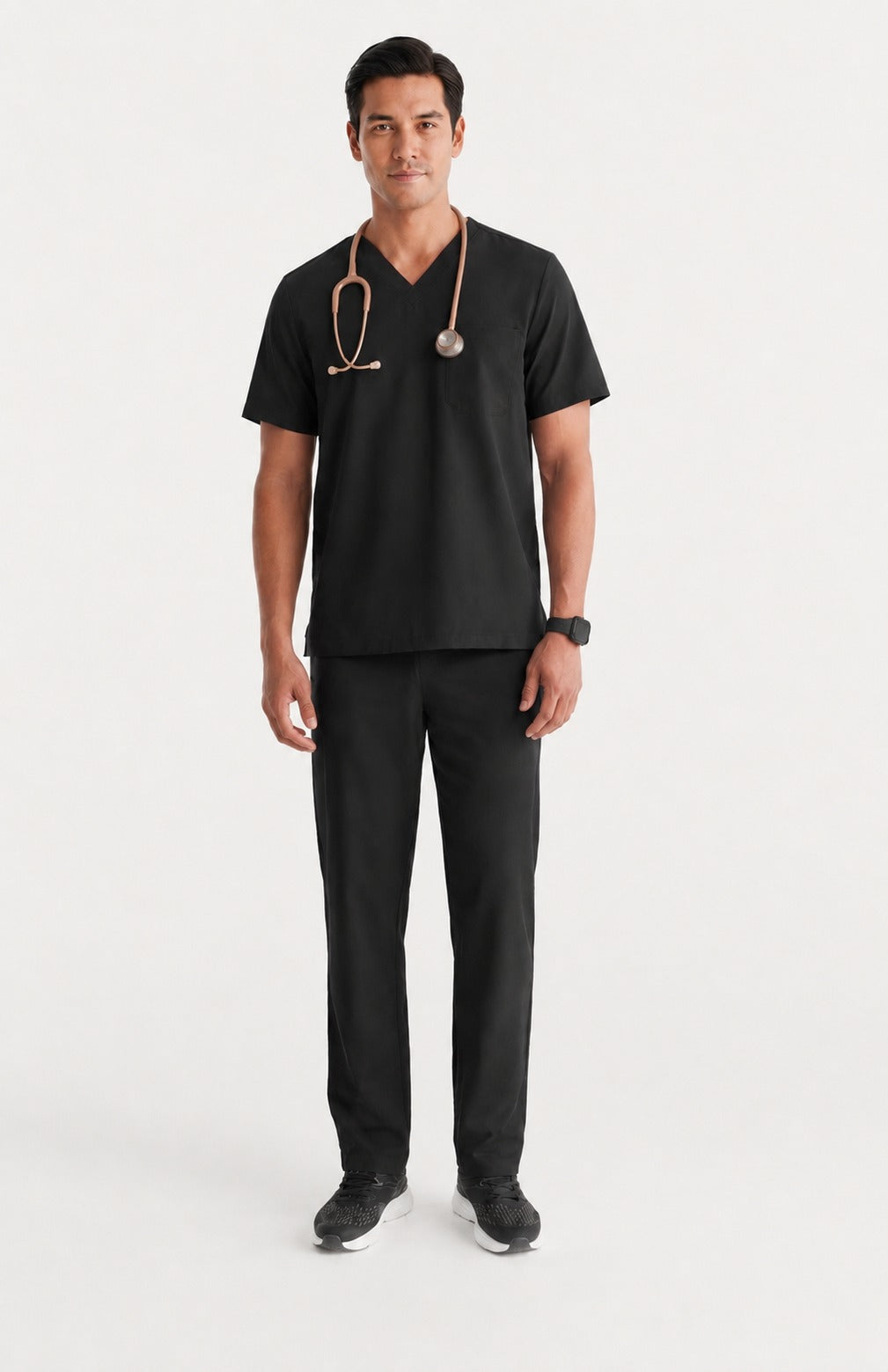 Men Util Tech 5 Pocket Black Scrubs