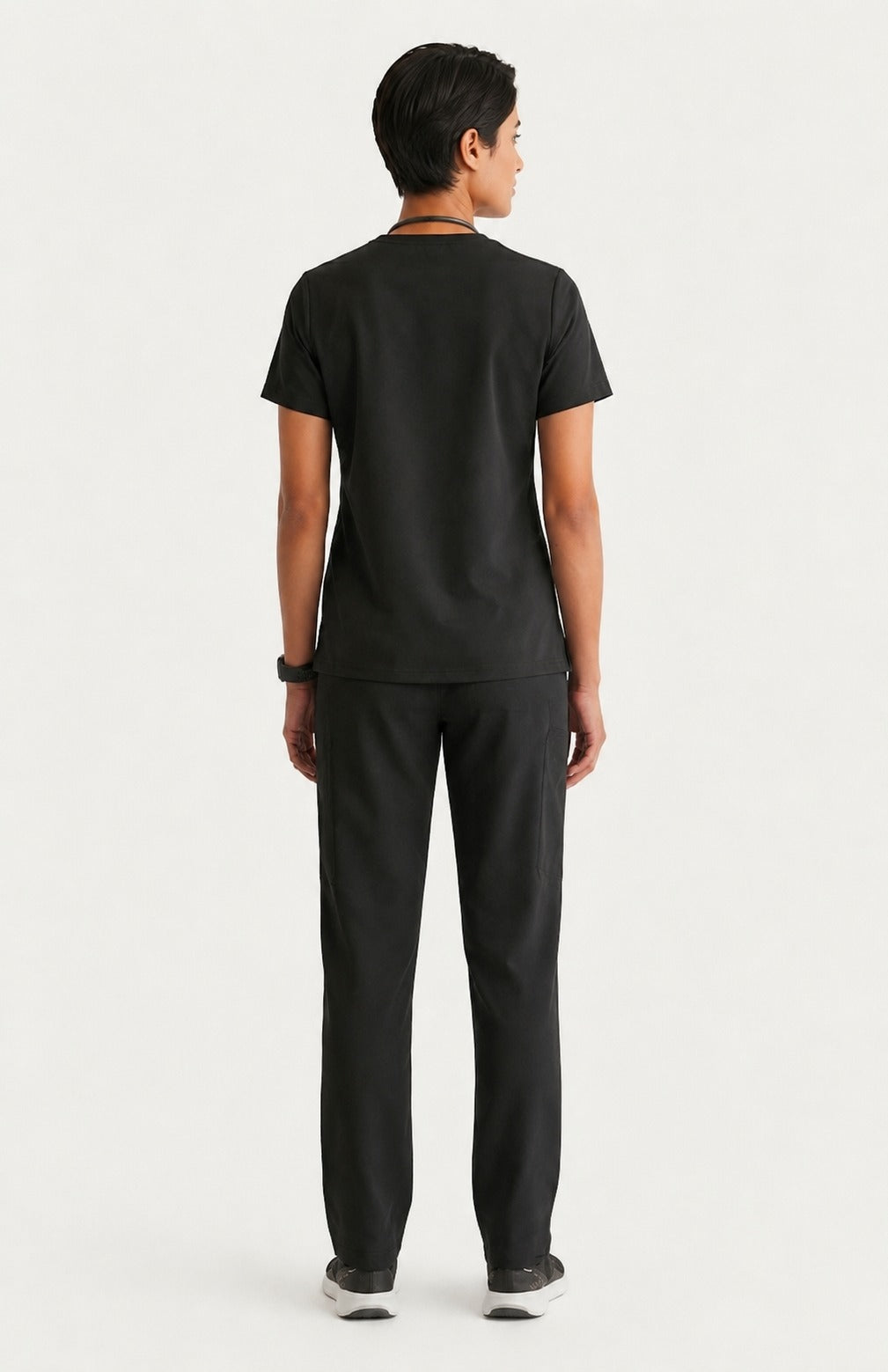Women Eco Aware Performance Black Scrubs {11 Pocket}