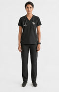 Women Eco Aware Performance Black Scrubs {11 Pocket}