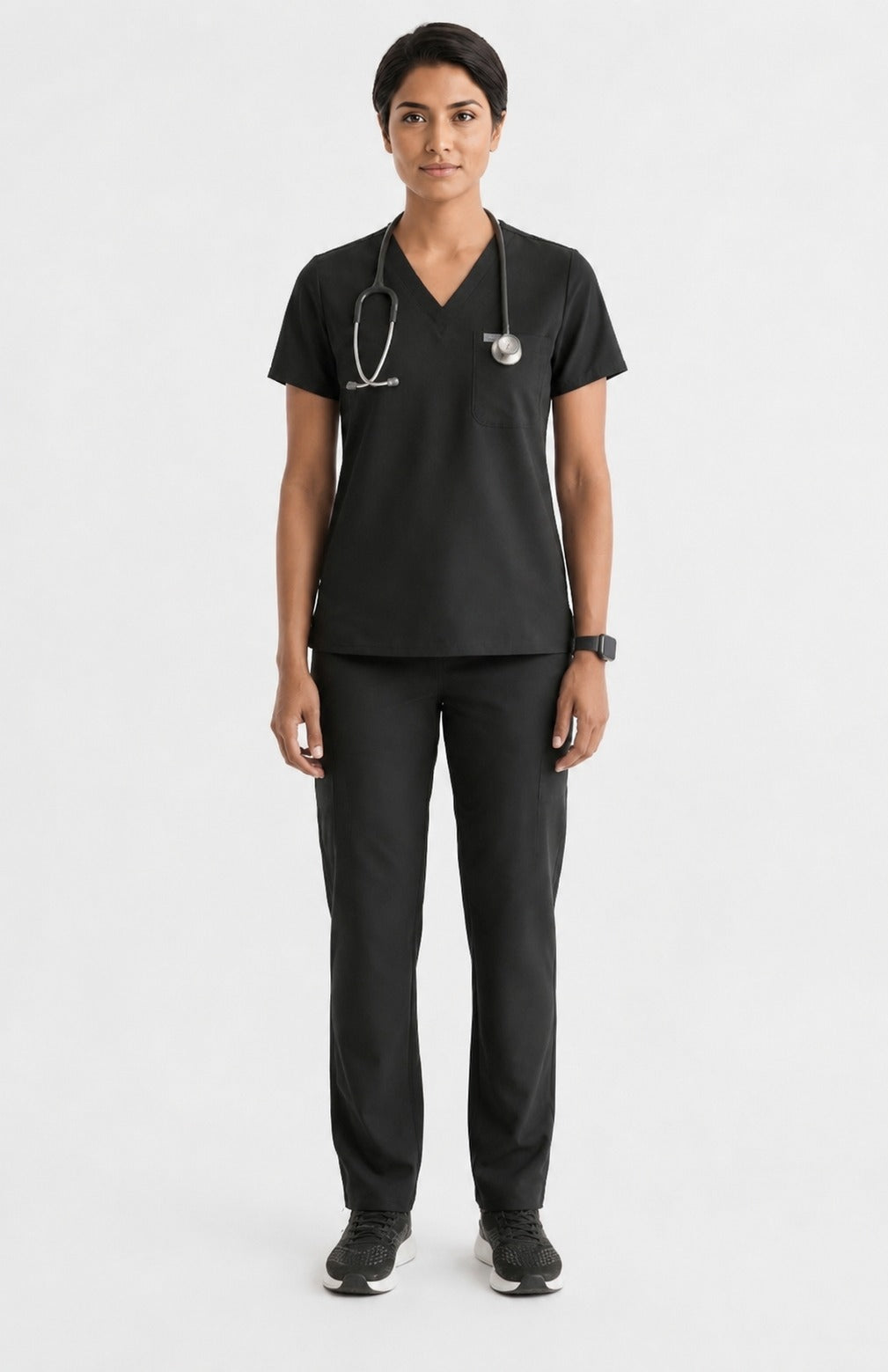 Women Eco Aware Performance Black Scrubs {11 Pocket}