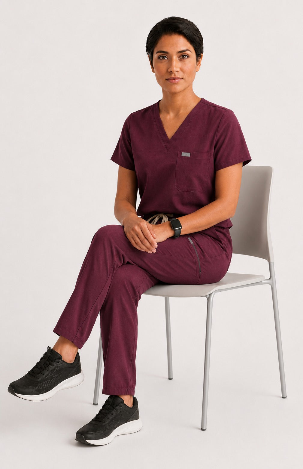 Women Eco Aware Performance Burgundy Scrubs {11 Pocket}