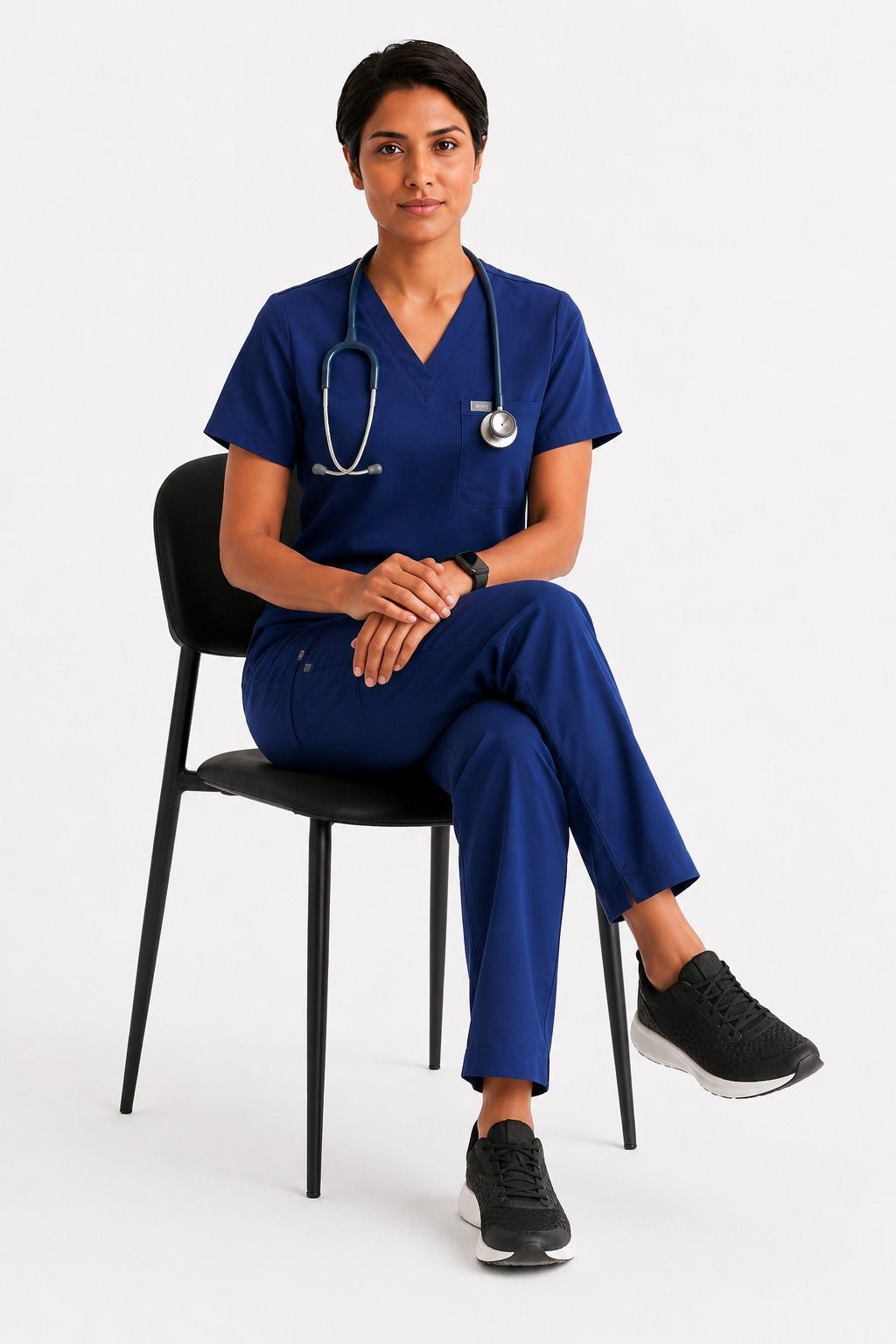 Women Eco Aware Performance Dark Blue Scrubs {11 Pocket}