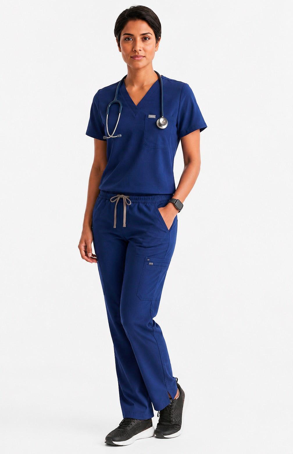 Women Eco Aware Performance Dark Blue Scrubs {11 Pocket}