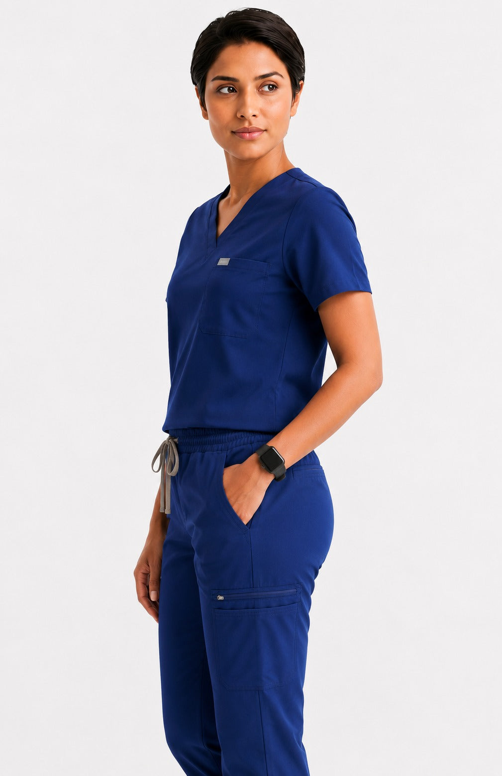 Women Util Tech 5 Pocket Navy Blue Scrubs