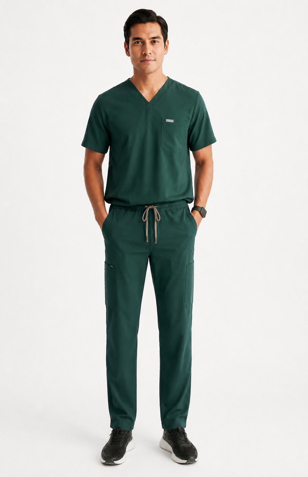Men Eco Aware Performance Dark Green Scrubs {11 Pocket}