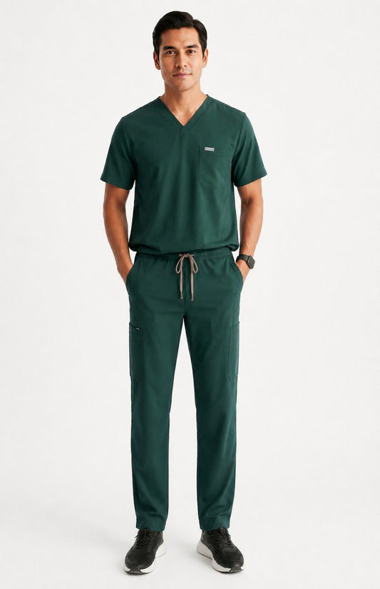 Men Eco Aware Performance Forest Green Scrubs {11 Pocket}