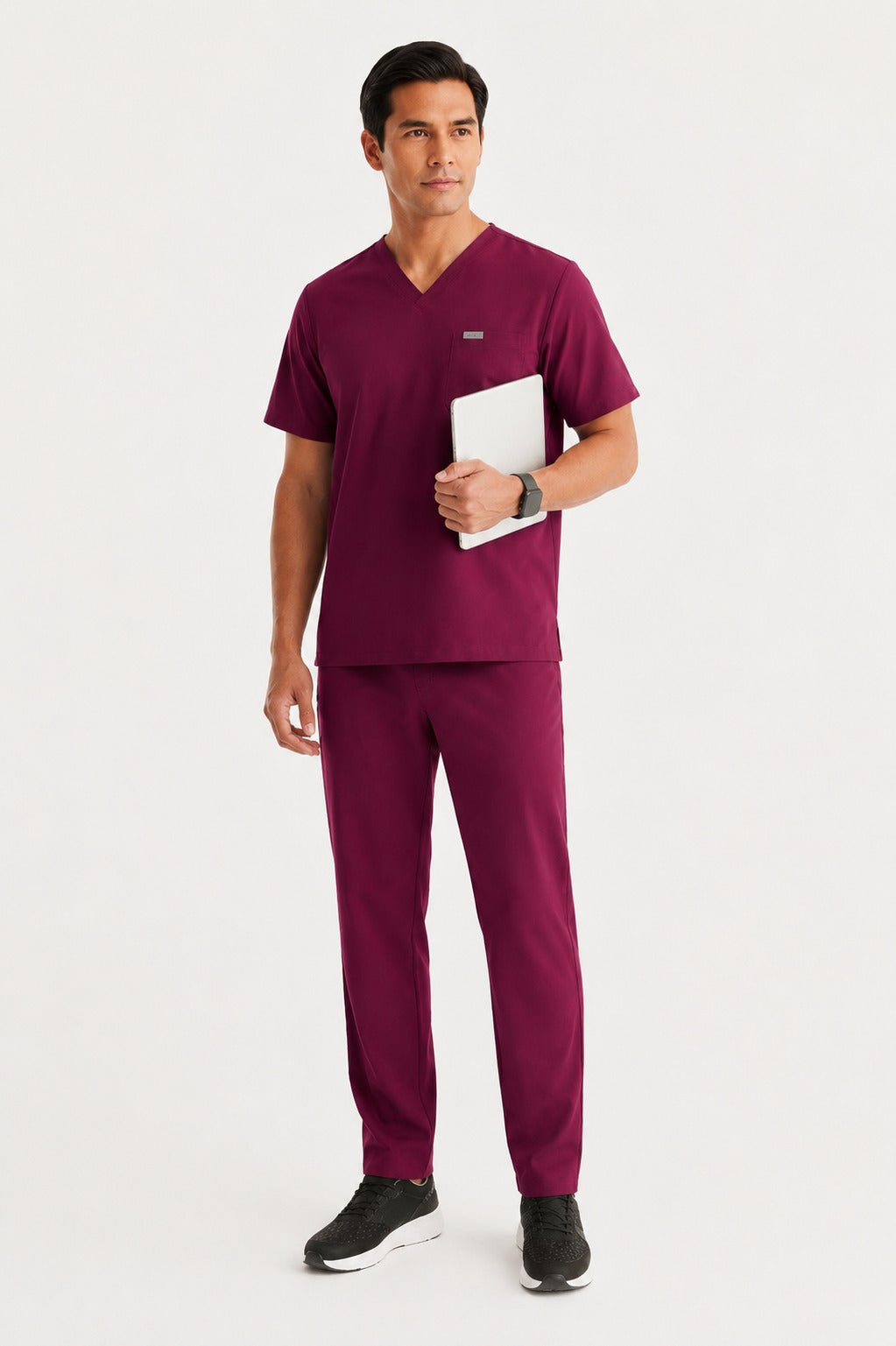 Men Util Tech 5 Pocket Burgundy Scrubs