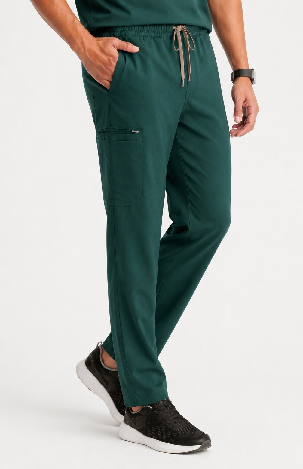 Men Util Tech 5 Pocket Dark Green Scrubs