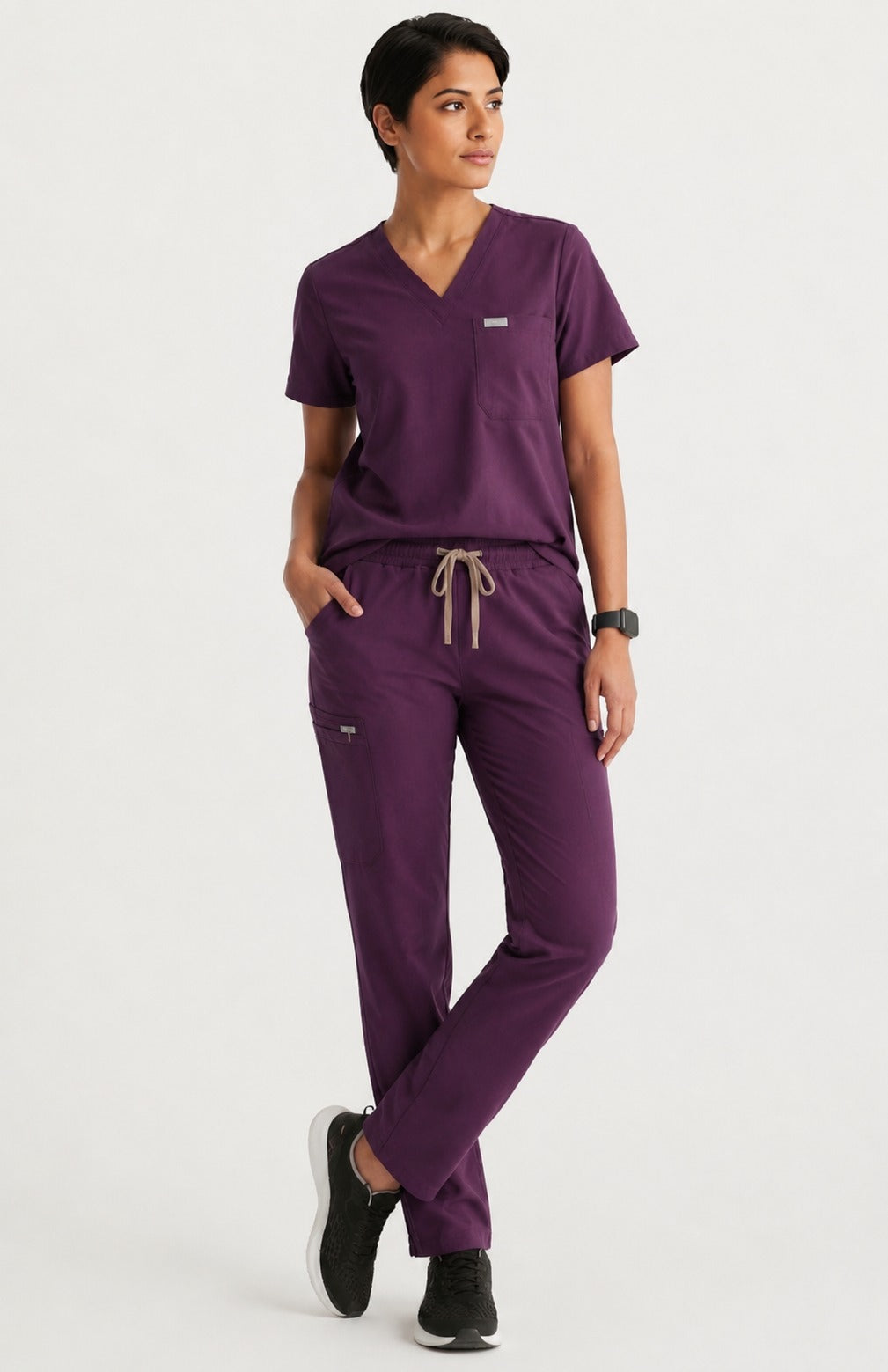 Women Eco Aware Performance Purple Scrubs {11 Pocket}