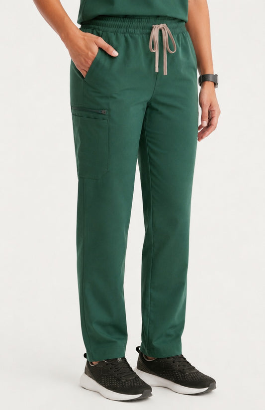Women Eco Aware Performance Dark Green Scrubs {11 Pocket}