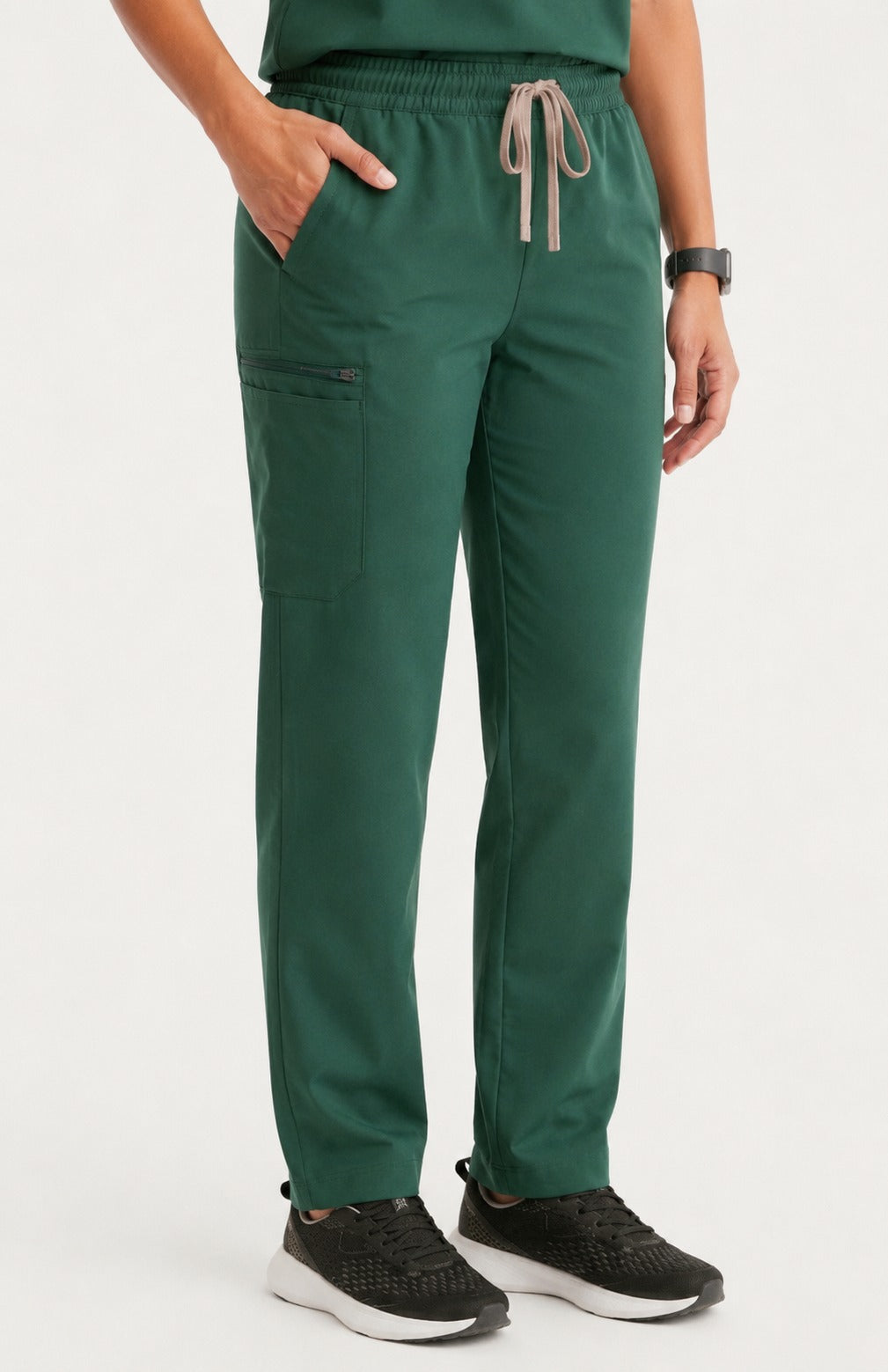 Women Util Tech 5 Pocket Dark Green Scrubs