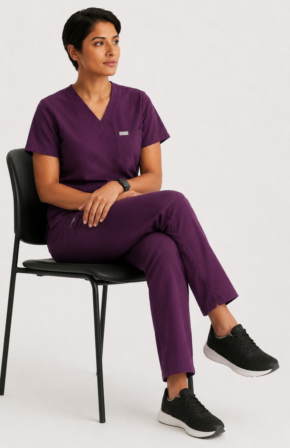Women Util Tech 5 Pocket Dark Purple Scrubs
