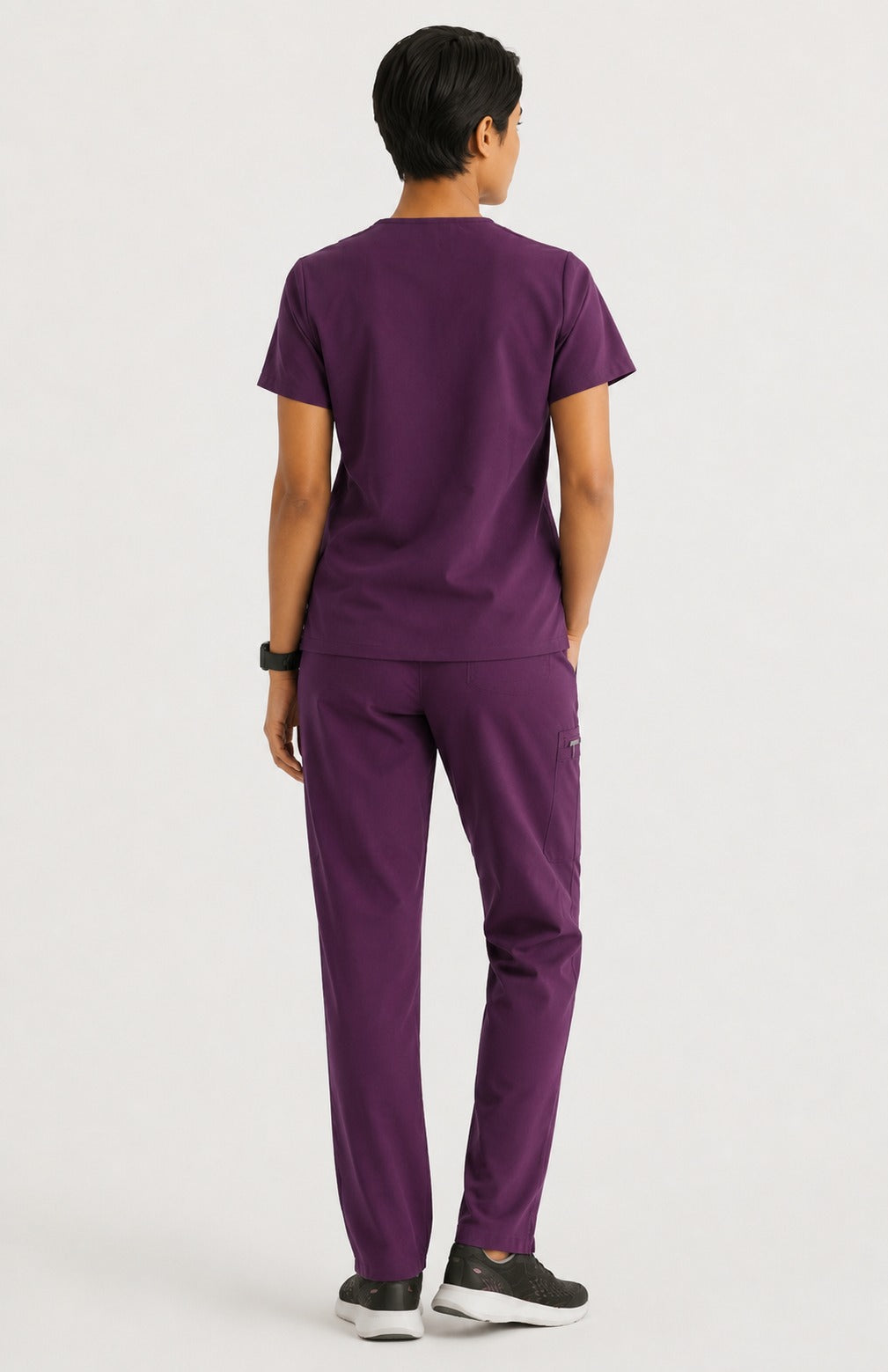 Women Util Tech 5 Pocket Dark Purple Scrubs