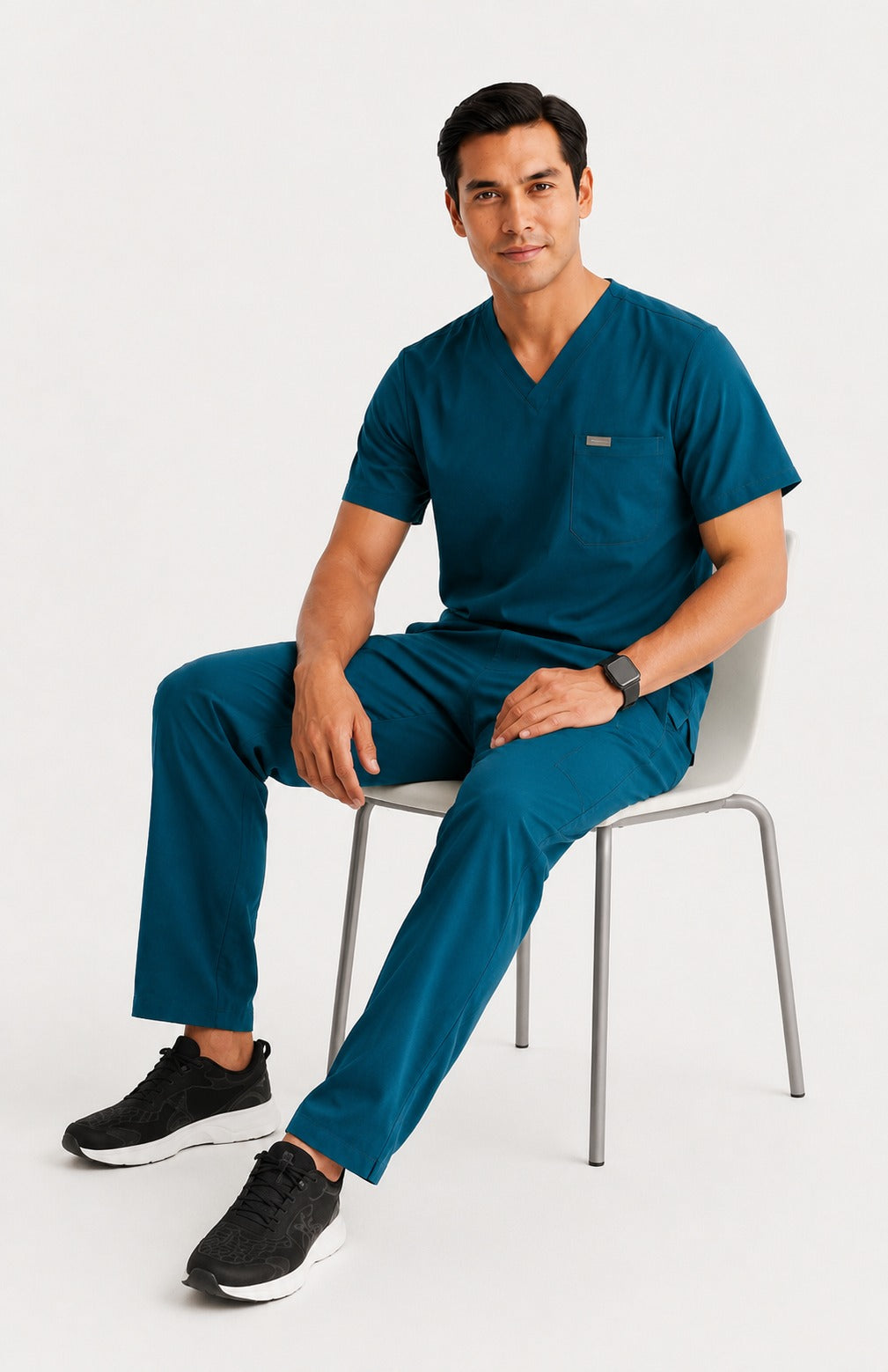 Men Util Tech 5 Pocket Aqua Blue Scrubs