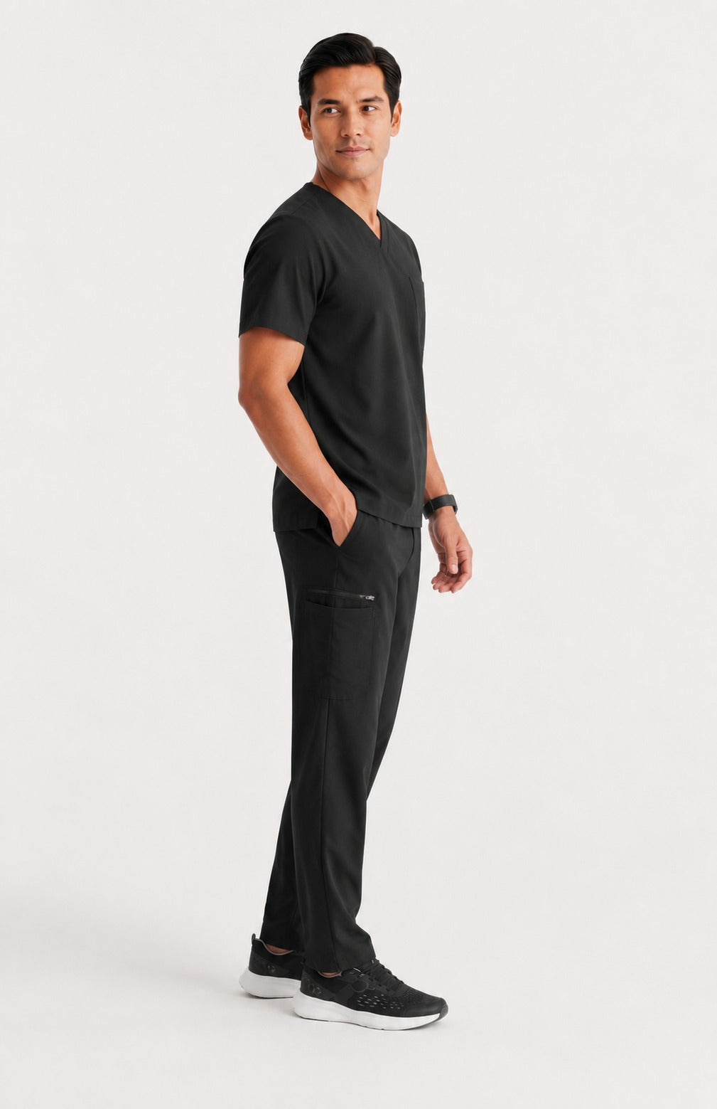 Men Util Tech 5 Pocket Black Scrubs