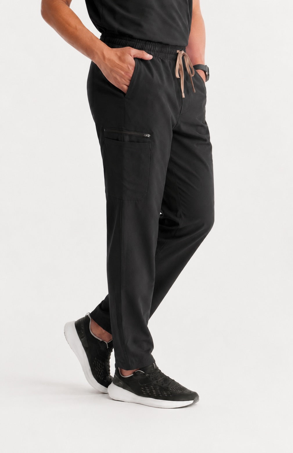 Men Util Tech 5 Pocket Black Scrubs
