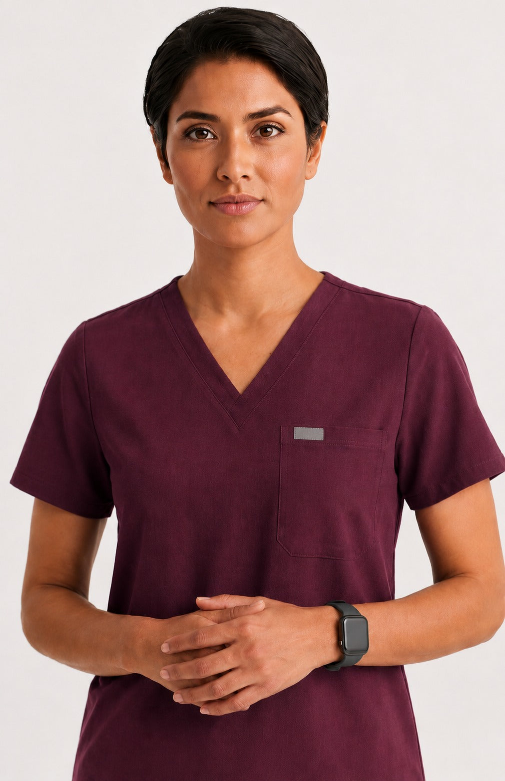 Women Util Tech 5 Pocket Burgundy Scrubs