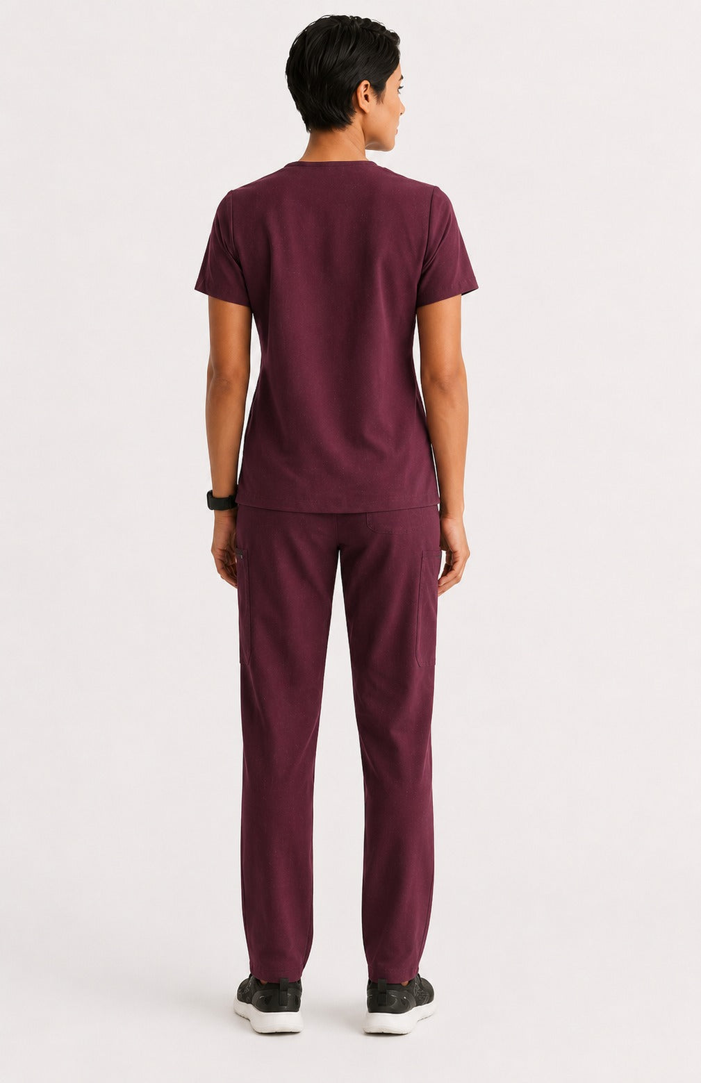 Women Util Tech 5 Pocket Burgundy Scrubs