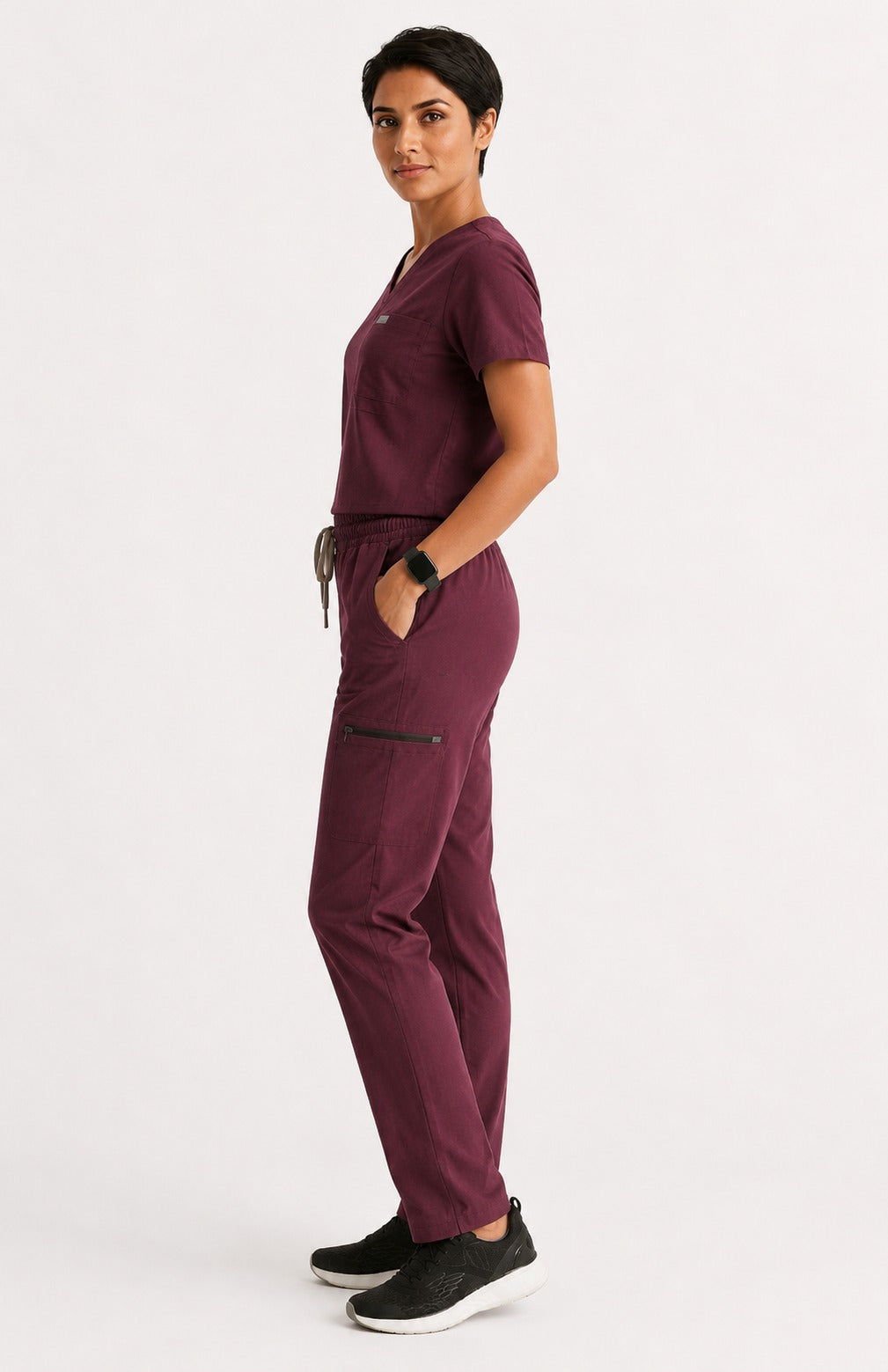 Women Eco Aware Performance Burgundy Scrubs {11 Pocket}