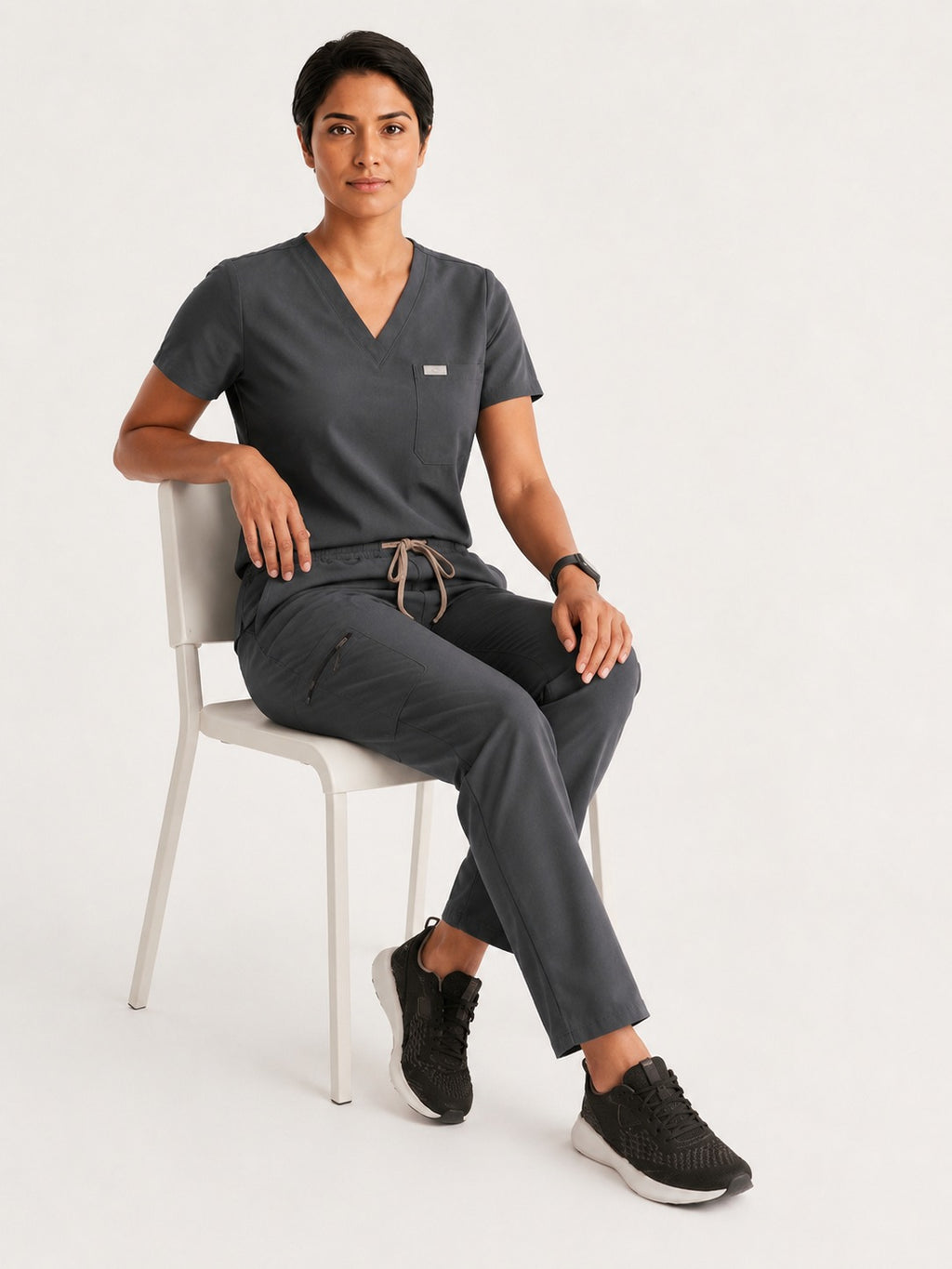 Women Util Tech 5 Pocket Grey Scrubs