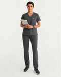 Women Util Tech 5 Pocket Grey Scrubs