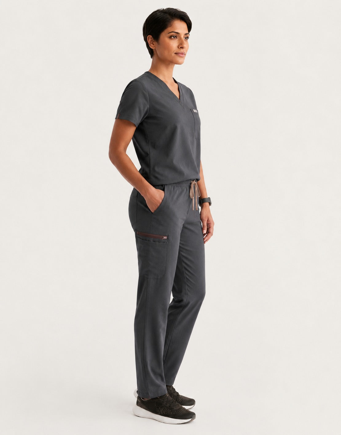 Women Util Tech 5 Pocket Grey Scrubs
